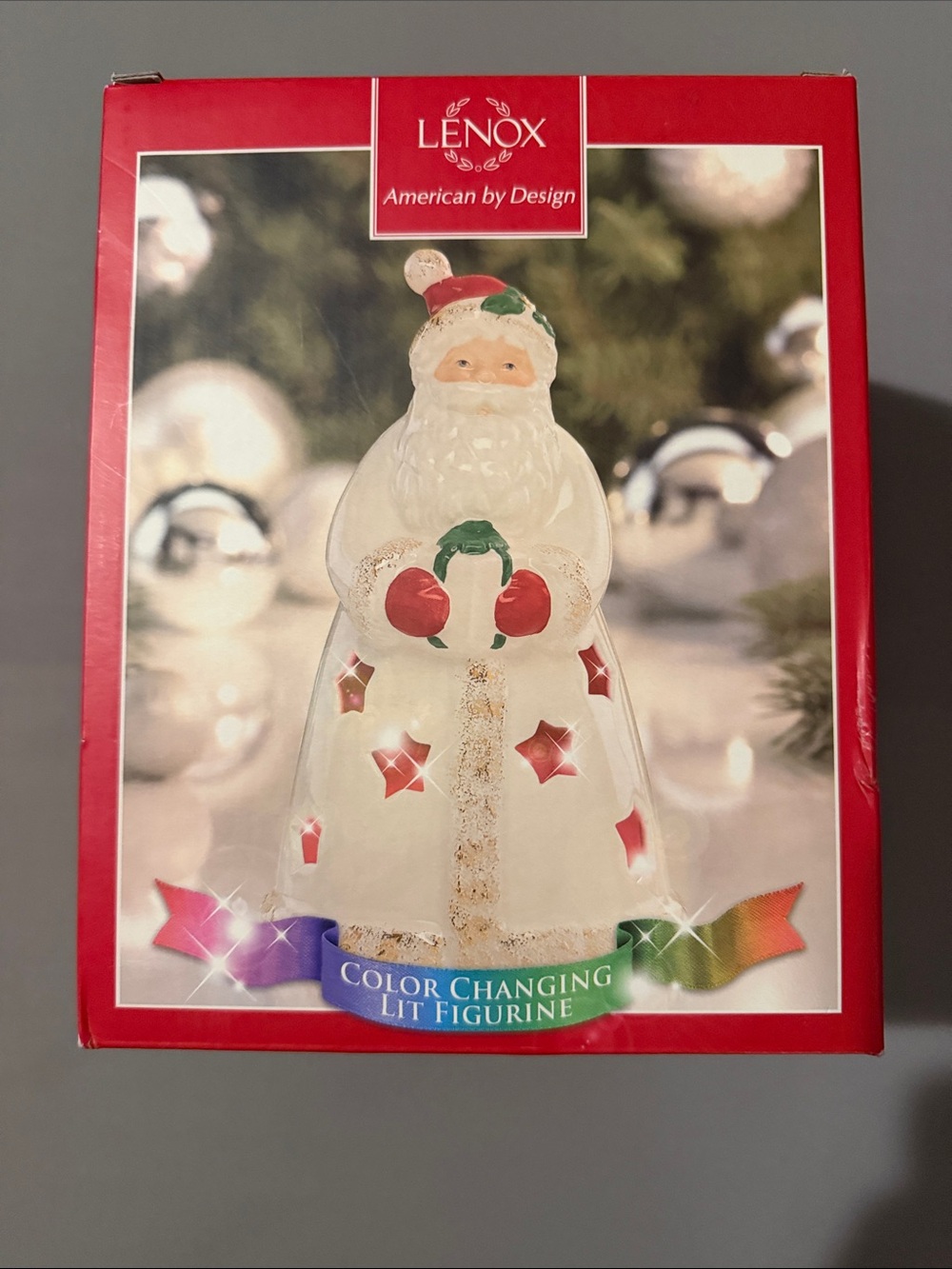 Lenox White Santa Figurine with Red and Green Accents